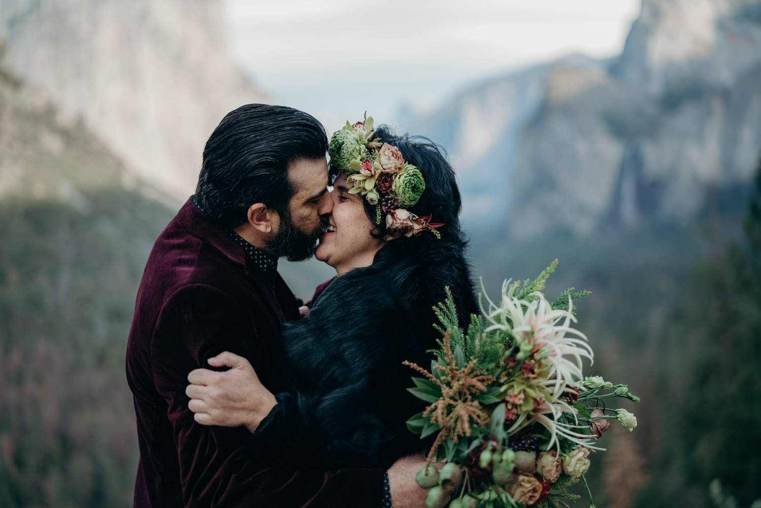 yosemite couple kissing