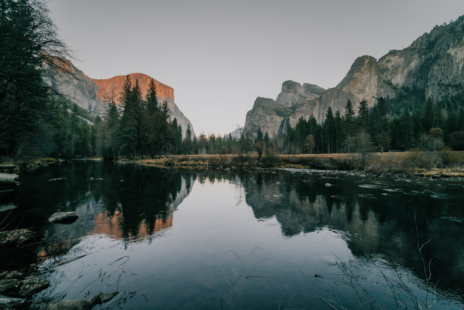 yosemite reflection sunset engagement session